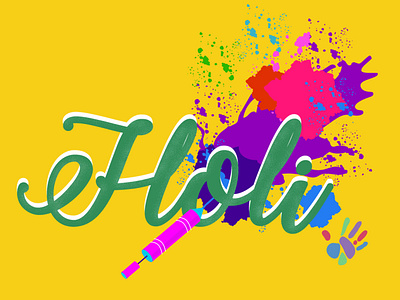 Happy Holi design illustration illustrator lettering typography vector website