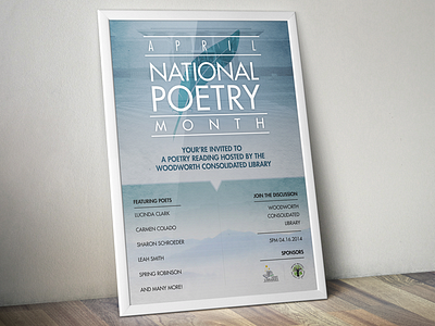 April National Poetry Month Poster Design feather flyer graphic design poetry poster print