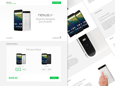 Google Nexus 6P by Huawei Product Landing Page development google huawei landing page mobile nexus nexus 6p phone responsive web design