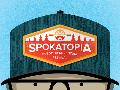 Spokatopia Logo badge hat logomark outdoors paddles spokane textures trees