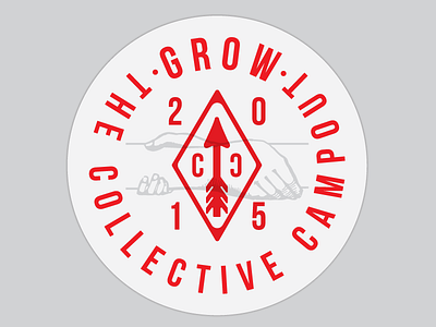 CC - Grow Button arrow badge collective campout create gray grow hands learn logo red team triangle