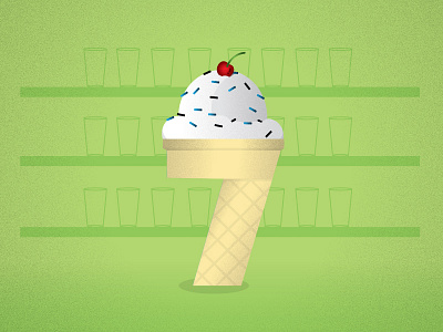 7 Ice Cream 7 cherry cone ice cream illustration sprinkles texture