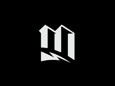 M blackletter lightning lightning bolt logo logo design logo mark