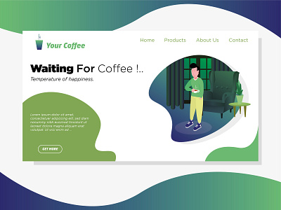Waiting for Coffee animation app art branding character design flat gif icons illustration ios logo minimal mobile typography ui ux vector web website