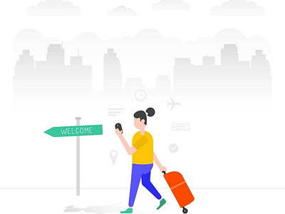 Traveling Woman With Red Bag animation app character design flat gif holiday icon icons illustration illustrator minimal mobile travel ui ux vector web website