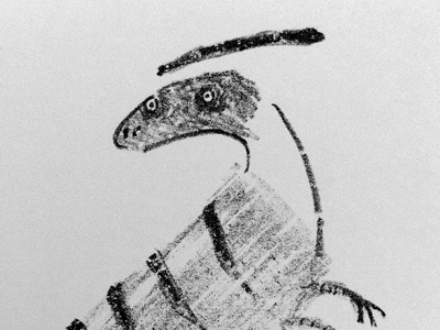 Lithograph dinosaur illustration printmaking