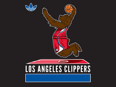 Slammin' adidas basketball bear clippers dunk handdrawn illustration nba trefoil