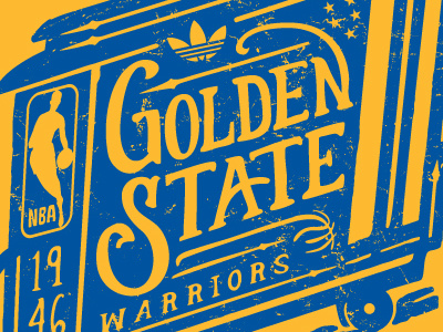 Trolley Line adidas basketball denney golden state hand drawn handdrawn nba one color rugged typography warriors
