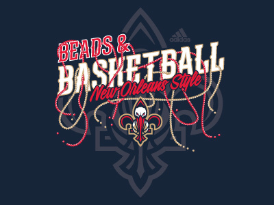 Beads & Basketball apparel basketball beads denney graphic mardi gras melissa nba new orleans pelicans vector