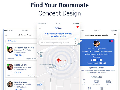 Find Your Roommate Concept Design apartments empathy find the roommate marvelapp personas prototype sketch app uidesign user flow user research ux design wireframes