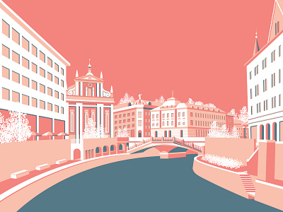 Ljubljana, Slovenia vector illustration