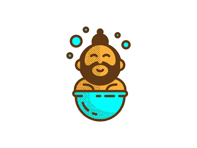 Remember to bathe bath bathing beard character design digital graphic graphic design happy illustration tub vector washing