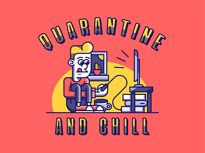 Quarantine and chill art character chill corona design drawing gaming graphic graphic design illustration illustrator retro vector video games vintage virus