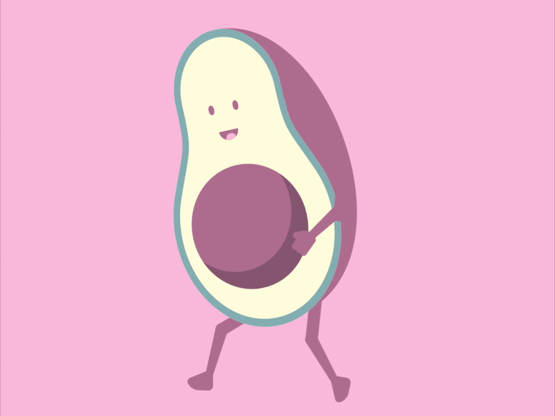 Happy avocado going for a walk animation art avocado character design flat fruit gif graphic graphic design illustration vector walking