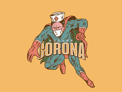 Doctor Corona is here to save the world art character comic corona design doctor drawing graphic graphic design illustration retro superhero vector vintage virus