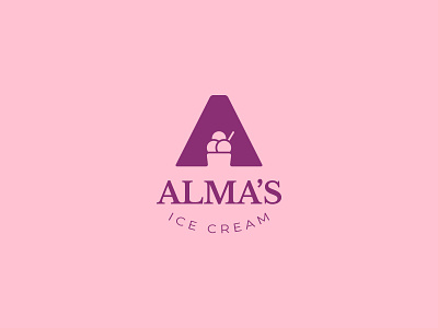 Alma's Ice Cream logo concept art brand business company design graphic graphic design ice cream icon identity illustration logo shop vector