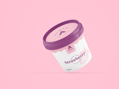 Strawberry ice cream tub packaging concept branding design graphic graphic design ice cream identity packaging tub