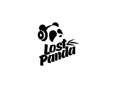 Lost Panda Music logo design art artwork brand branding character design graphic headphones identity logo logos logotype minimal minimalistic music negative panda space typography