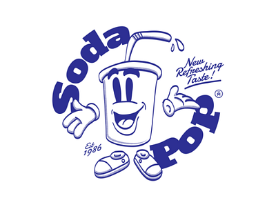Soda Pop art cartoon character comic design drawing graphic illustration lemonade print retro soda tshirt typography vintage