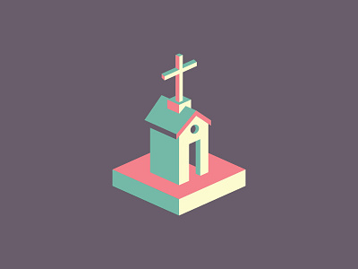 Church Icon 3d christianity church design flat graphic icon perspective religion