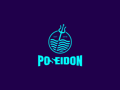 Poseidon God of the Sea logo concept