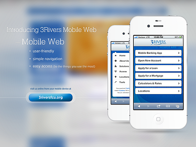 3Rivers Mobile Web 3rivers credit union iphone mobile web ui user interface