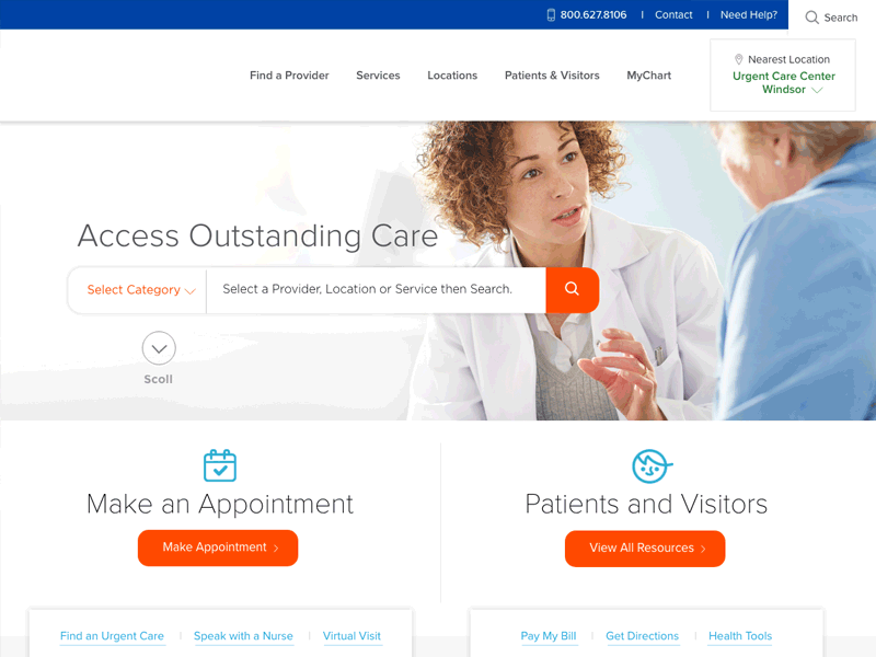 Healthcare Nearby Care UI flyout healthcare hospital locate me menu nearby care ui urgent care user experience user experience design ux