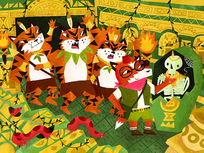 Curse of the Tigermen adventure archaeologist childrens book fox gold illustration illustrator photoshop picture book skeleton snake tiger