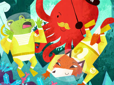 Undersea Adventure adventure character design fox frog illustration illustrator octopus photoshop picture book childrens book pirate scuba underwater