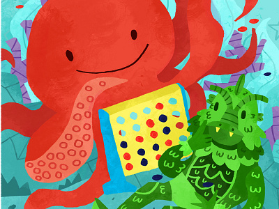 Pretty Sneaky Sis character design monsters childrens book connect four illustrator octopus photoshop picture book