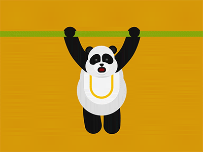 Panda Pull ups 2d character animation fitness gif panda