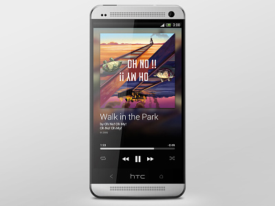 Player Overview 4 5 album android app artist artwork background blur blurry button control cover flat font htc icon music nexus one repeat roboto shuffle timeline volume white