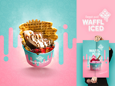 Waffliced - Chopped Ice Cream - Logo and branding design. branding design fun graphic design happy icecream logo netherlands poster summer sweets visual waffles