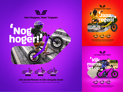 VICI - Van Stappen, Naar Trappen - Logo and branding design adventure bicycle boys branding campaign children childrens bicycle colorfull concept girls graphic design growing up together growingup key visual kids learning how to ride a bicycle logo netherlands toddler vanstappennaartrappen