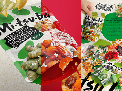 Mitsuba Snacks - Conceptual key visual and packaging -designs. asian branding concept design key visual mitsuba packaging packaging design snacks visual