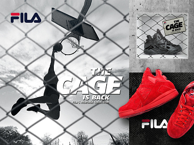 Fila: The Cage - Heritage promotional key visual design. advertising apperal branding collection design fashion fila sport sport shoes the cage visual design