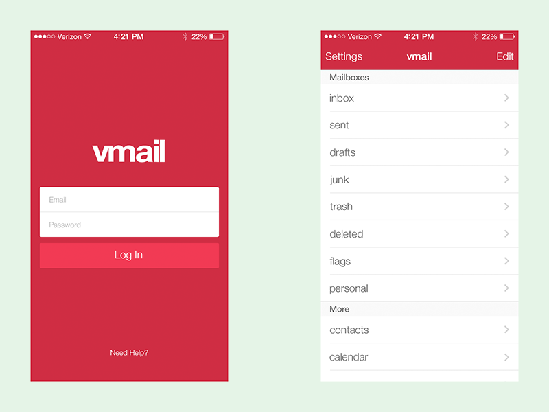 Maill App Redesign mail vmail app design redesign ios7