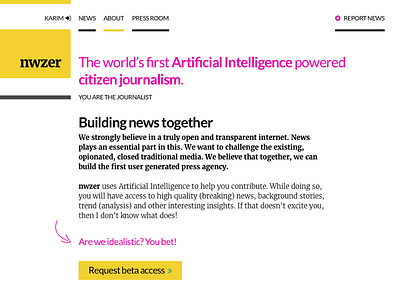 nwzer - About ai journalism mobile news reddit responsive ui user generated content ux wip