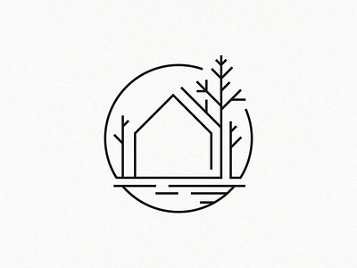 The Lake House building cabin clean countryside creative design eco forest fresh hip hipster house lake line logo nature rest smart stylish tree