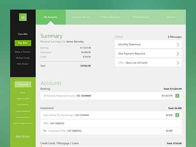 Flat Bank UI - FREE PSD bank banks flat free green interface kit psd quick ui ui kit