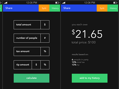 Split UI (WIP) [Bill Splitting App Concept] dashboard interface ios management math mobile owed price sharing split ui ux
