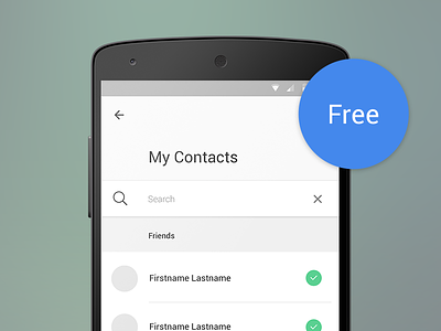 [Free PSD] Material Design - Contact List with Search android android l design free material material design psd ui