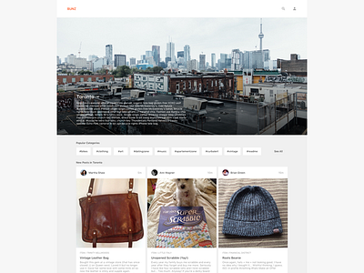 New Home Page bunz cities feed landing page madeintoronto marketplace trading web web app