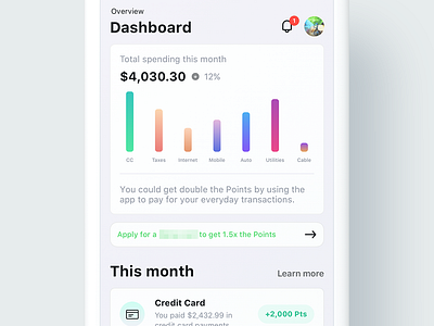 Bank Dashboard ios madeintoronto minimal mobile money money tracking payment spending transaction history transactions ui ux