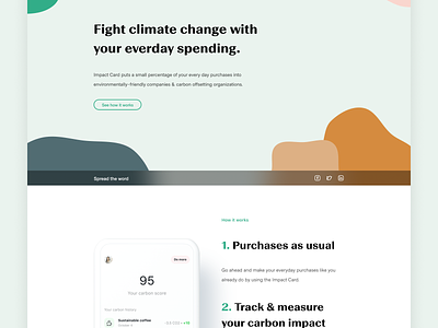 Buy with Impact app branding credit cards design environment environmental financial services fintech impact investing landing page marketing minimal purchasing ui website