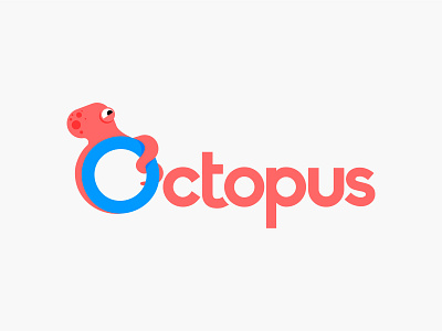 Octopus flat flat design illustration logo vector