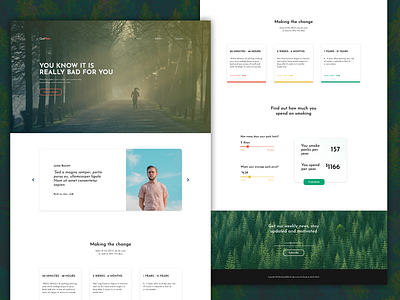 QuitNow landing page design dribbleinvite invitation invite minimal minimalist quit smoking smoking spendings ui web