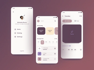 Reader+Player app audio book design figma mobile planer player reader ui ux
