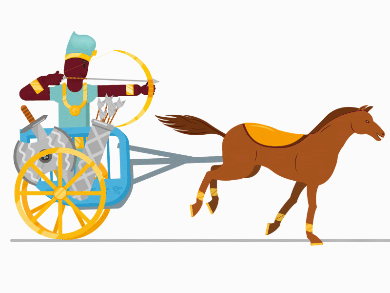 Ancient Egyptian chariot 2danimation 2dillustration adobe adobe aftereffects adobe ilustrator animal animation egypt egyptian history illustration motiographics old weapon weapon