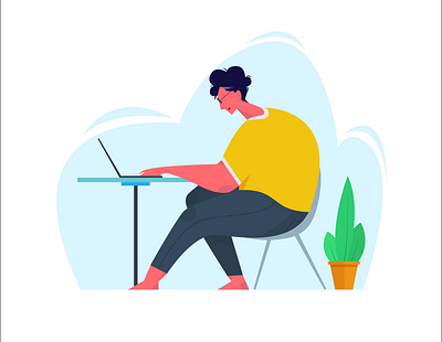 Always On Laptop flatdesign illustraion uidesign